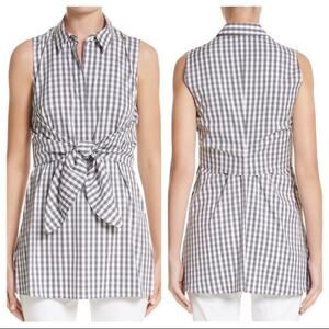 LAFAYETTE 148 Mariel Hampton Check Shirting Blouse S